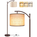 Floor Lamp for Living Room, LED Standing Lamp Tall Industrial Floor Lamp Reading for Bedroom, Office (9W LED Bulb, Beige Lampshade Included) -Oil-Rubbed Bronze