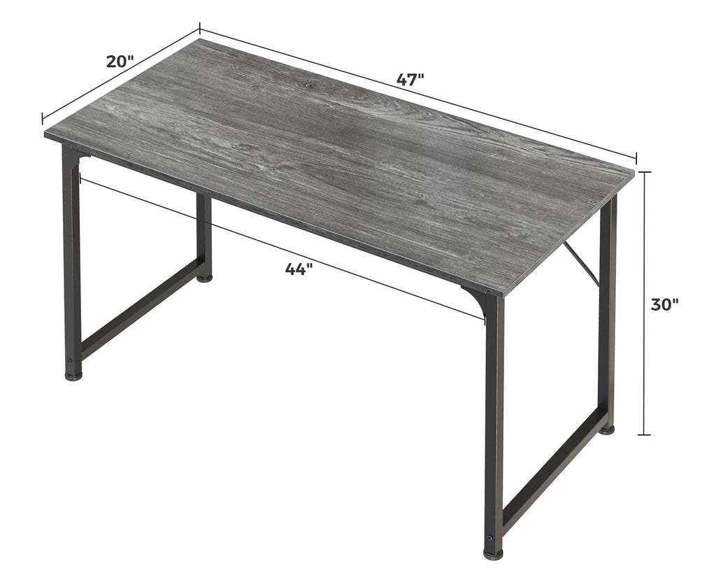 Computer Desk, 48 Inch Office Desk, Gaming Desk with Storage, Writing Desk Work Desk for Home Office, Study, Modern Simple Desk, Large Legroom, Metal Frame, Grey