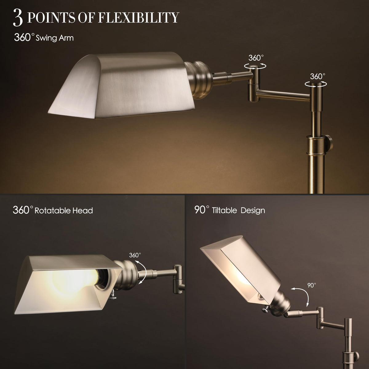 Arcadia Pharmacy Desk Lamp, Brushed Nickel