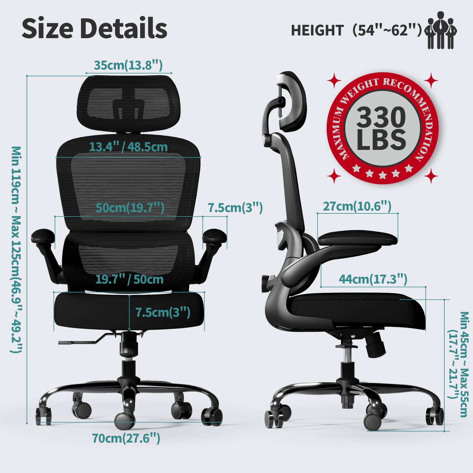 Office Chair Ergonomic Desk Chair, 330 LBS Home Mesh Office Desk Chairs with Wheels, Comfortable Gaming Chairs Black Pack of 6