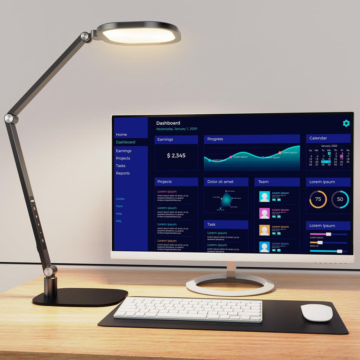 LED Desk Lamp for Home Office, Soft Edge-lit Design - Modern Style