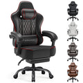 Gaming Chair, Computer Office Chair with Pocket Spring Cushion, Linkage Armrests, Comfortable Leather Computer Chair, Black & Red
