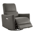 Power Recliner Chair Swivel Glider, FSC Certified Upholstered Faux Leather Living Room Nursery Reclining Sofa Chair with Lumbar Support, Charcoal