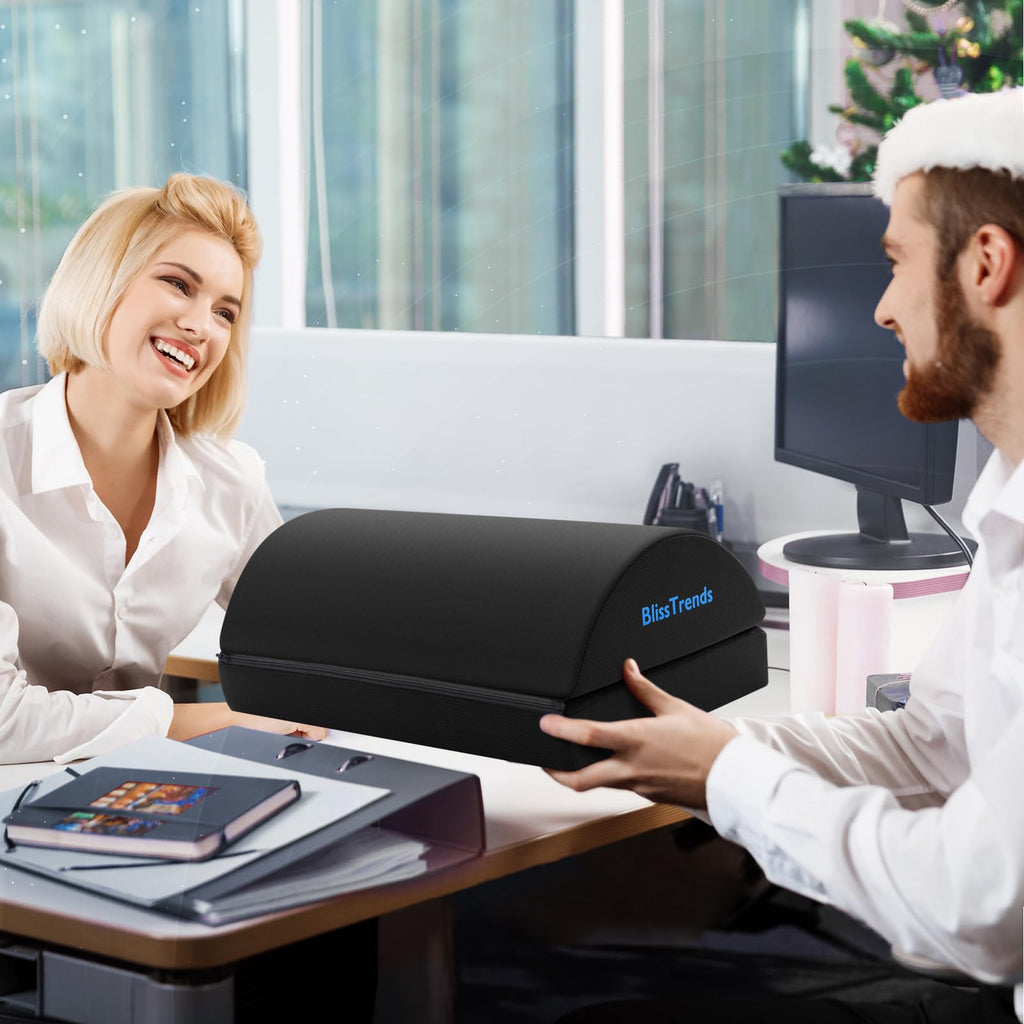 Foot Rest for Under Desk at Work-Versatile Foot Stool with Washable Cover-Comfortable Footrest with 2 Adjustable Heights for Car,Home and Office to Relieve Back,Lumbar,Knee Pain-Black