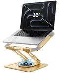 Adjustable Laptop Stand, Computer Stand with 360 Rotating Base, Ergonomic Laptop Riser Mount for Desk Foldable Protable Computer Desk Fits with MacBook Pro Air (10-16") - Gold