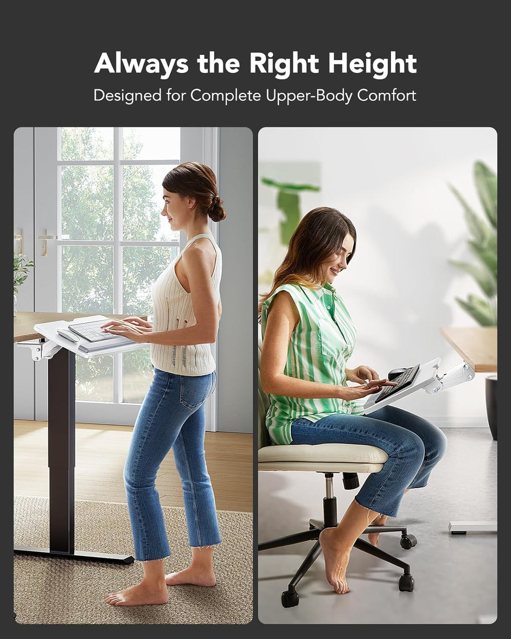 Keyboard Tray Under Desk, 360 Adjustable Ergonomic Sliding Keyboard & Mouse Tray, Under Desk Keyboard Tray Slide Out, Keyboard Holder Under Desk for Typing in Home, Office Work, 25"W x 9.84"D
