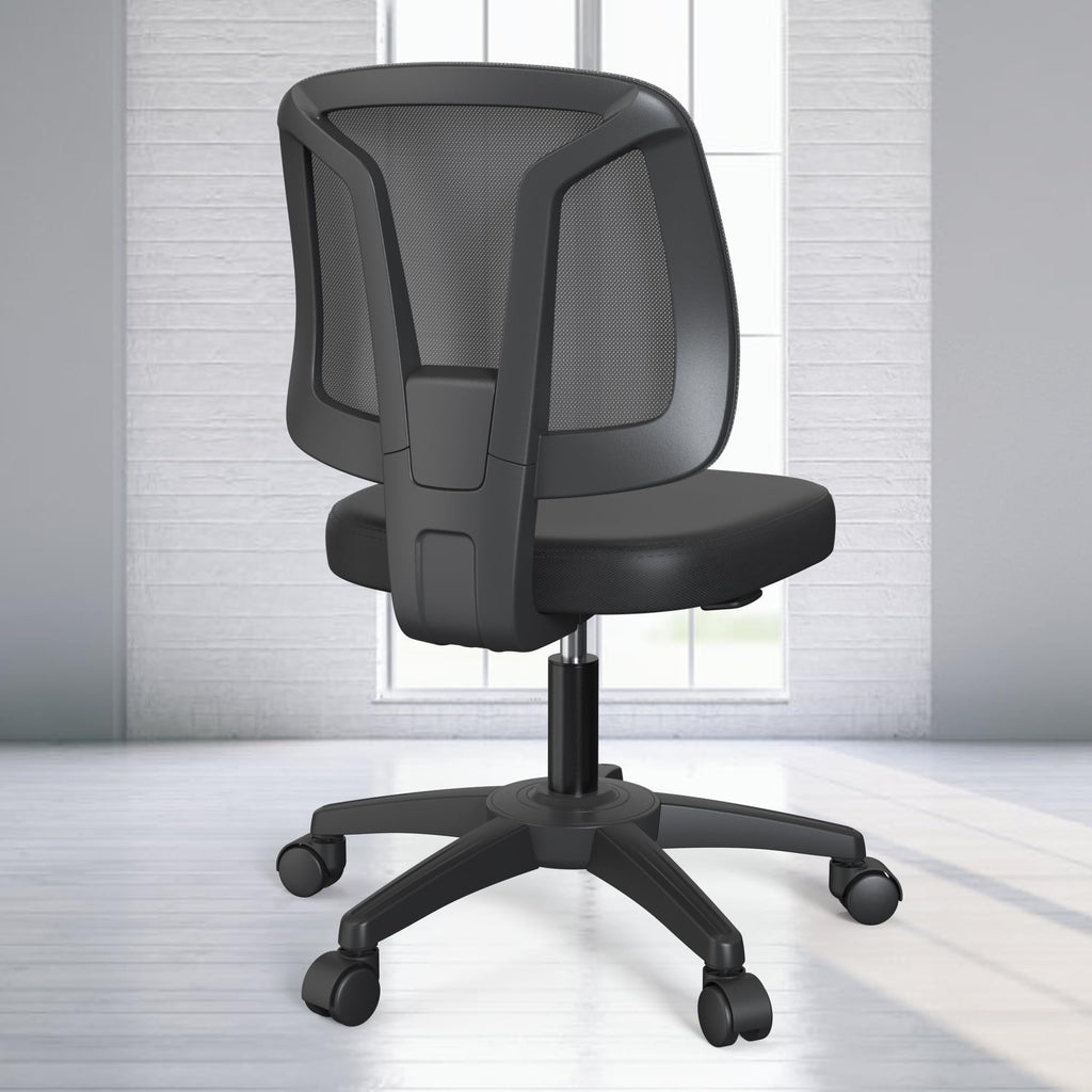 Armless Office Desk Chair No Arms with Back Support Rolling Wheels for Home Study office Work