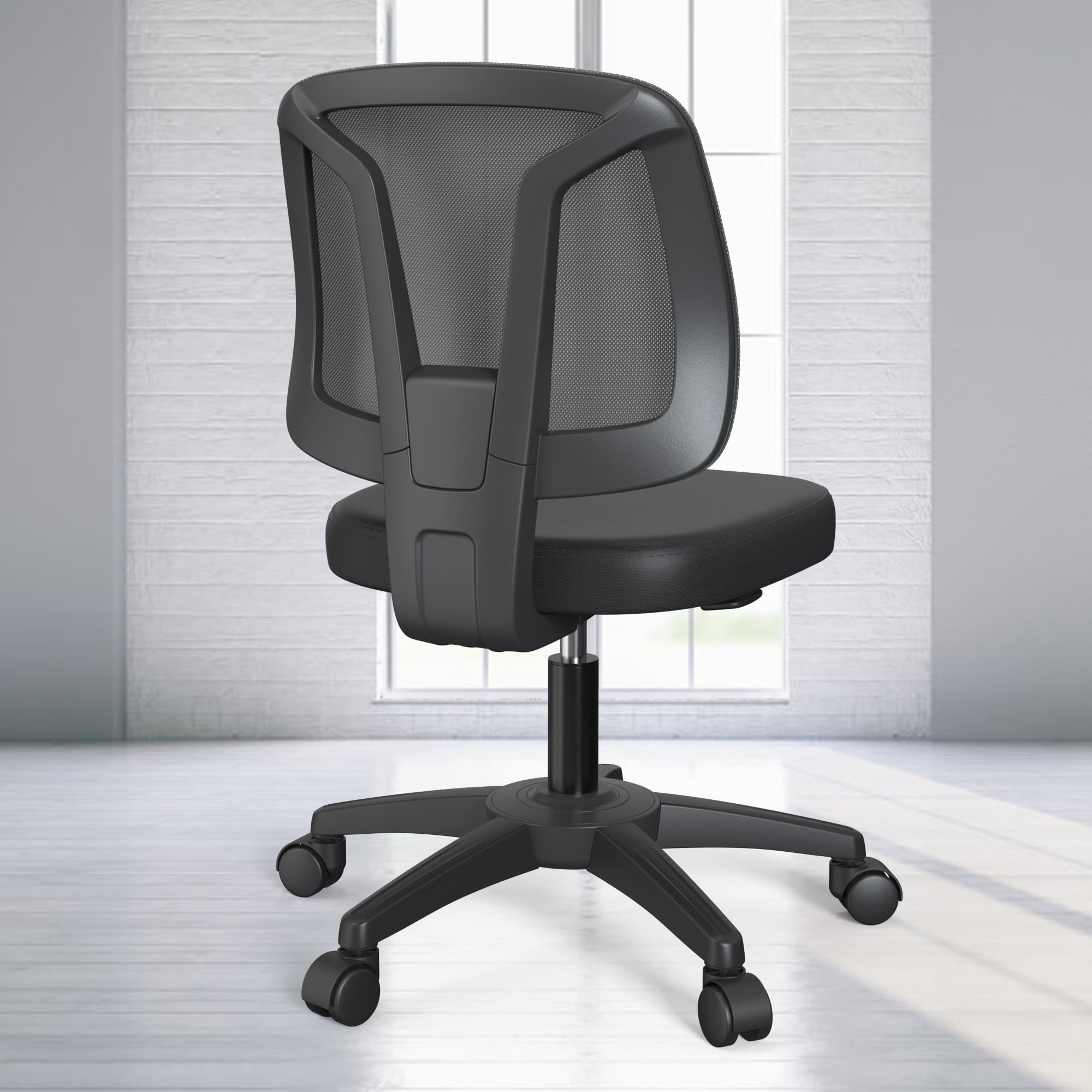 Armless Office Desk Chair No Arms with Back Support Rolling Wheels for Home Study office Work