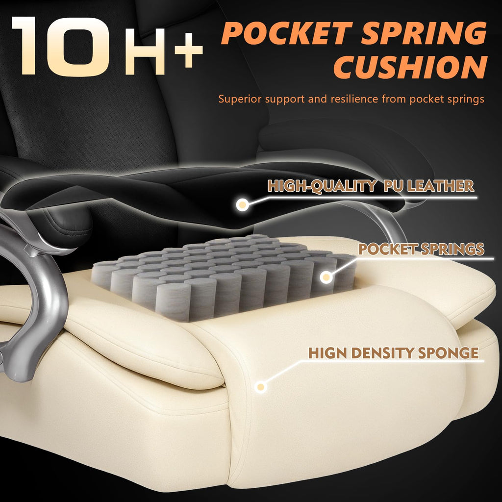 Indulgear 500lbs Big and Tall Office Chair with Gel Seat Cushion,Heavy Duty Office Chair for Heavy People, High Back Executive Computer Chair with Adjustable Lumbar Support, Dual Rubber Wheel