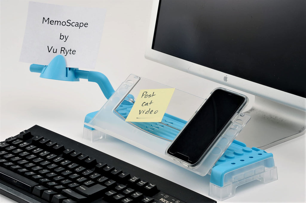 Adjustable in-Line Document Holder for Typing | Reduce Neck Strain, Improve Focus, Boost Desk Organization, and Workflow | Paper Holder Stand for Desk and Home Office - Sky Blue