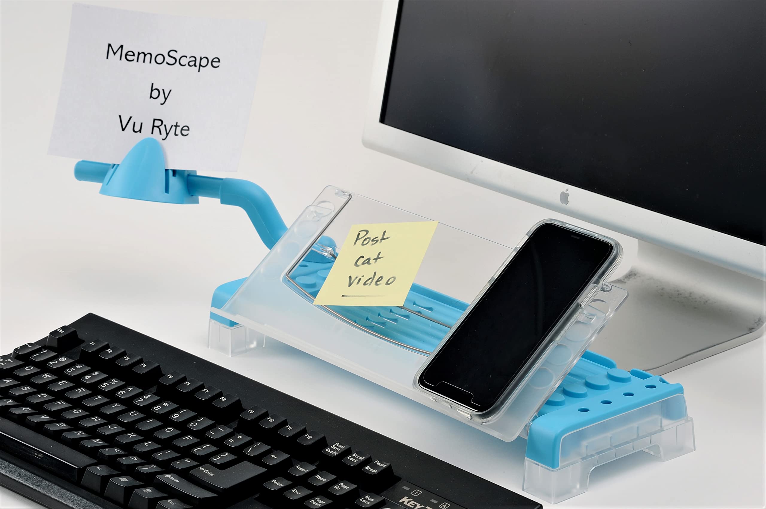 Adjustable in-Line Document Holder for Typing | Reduce Neck Strain, Improve Focus, Boost Desk Organization, and Workflow | Paper Holder Stand for Desk and Home Office - Sky Blue