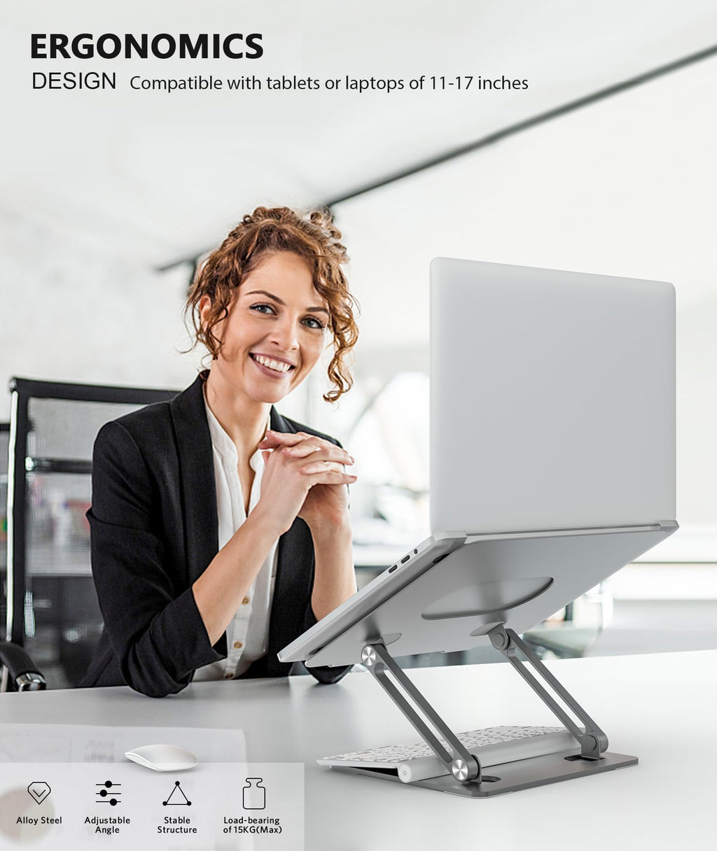 Laptop Stand, Laptop Holder, Multi-Angle Stand with Heat-Vent, Adjustable Notebook Stand for Laptop up to 17 inches, Compatible for MacBook Pro/Air, Surface Laptop, and so on (Space Gray)