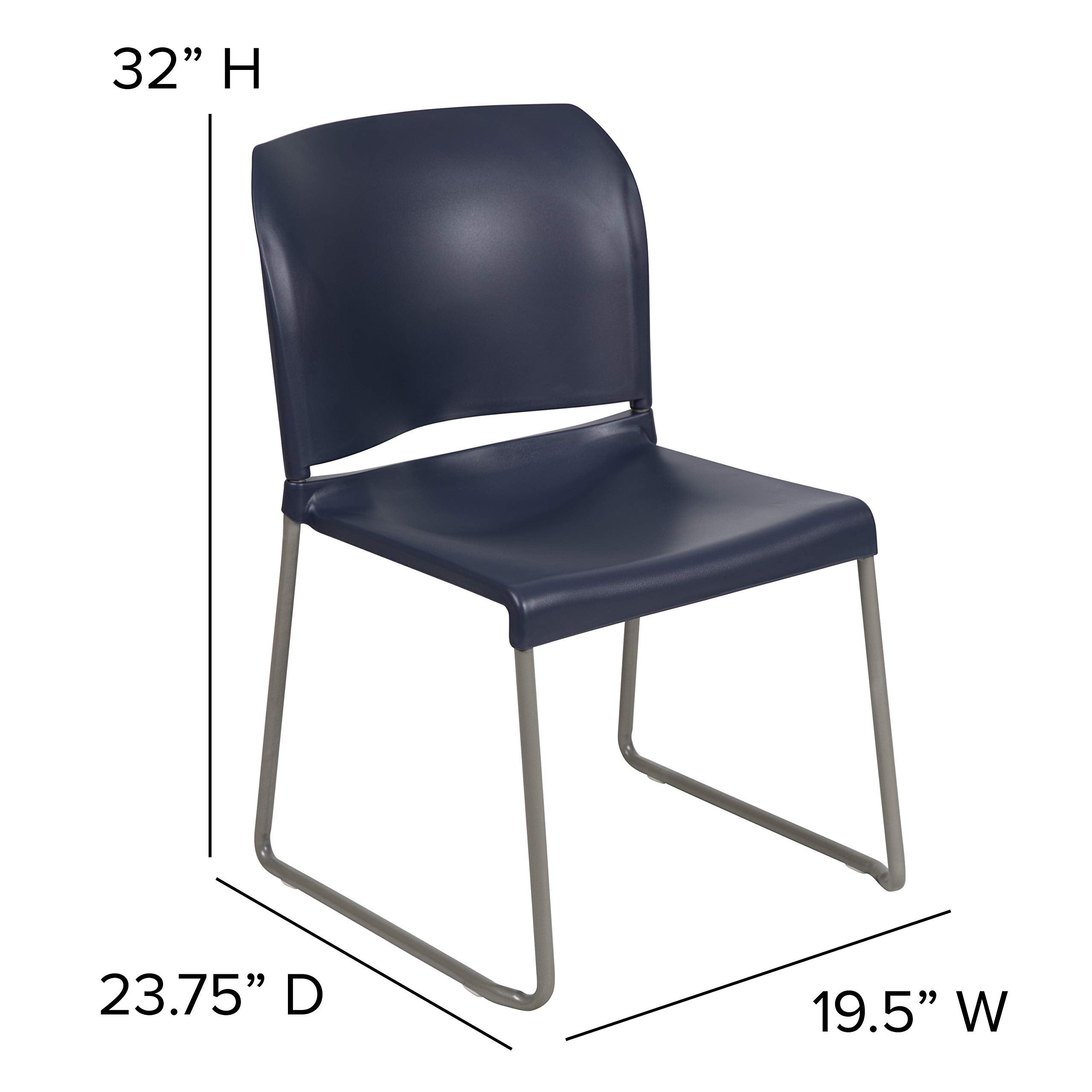 Set of 5, Hercules Series Contoured Stacking Chairs for Waiting Rooms and Offices, Ergonomic Lobby Chairs with Curved Back, Navy