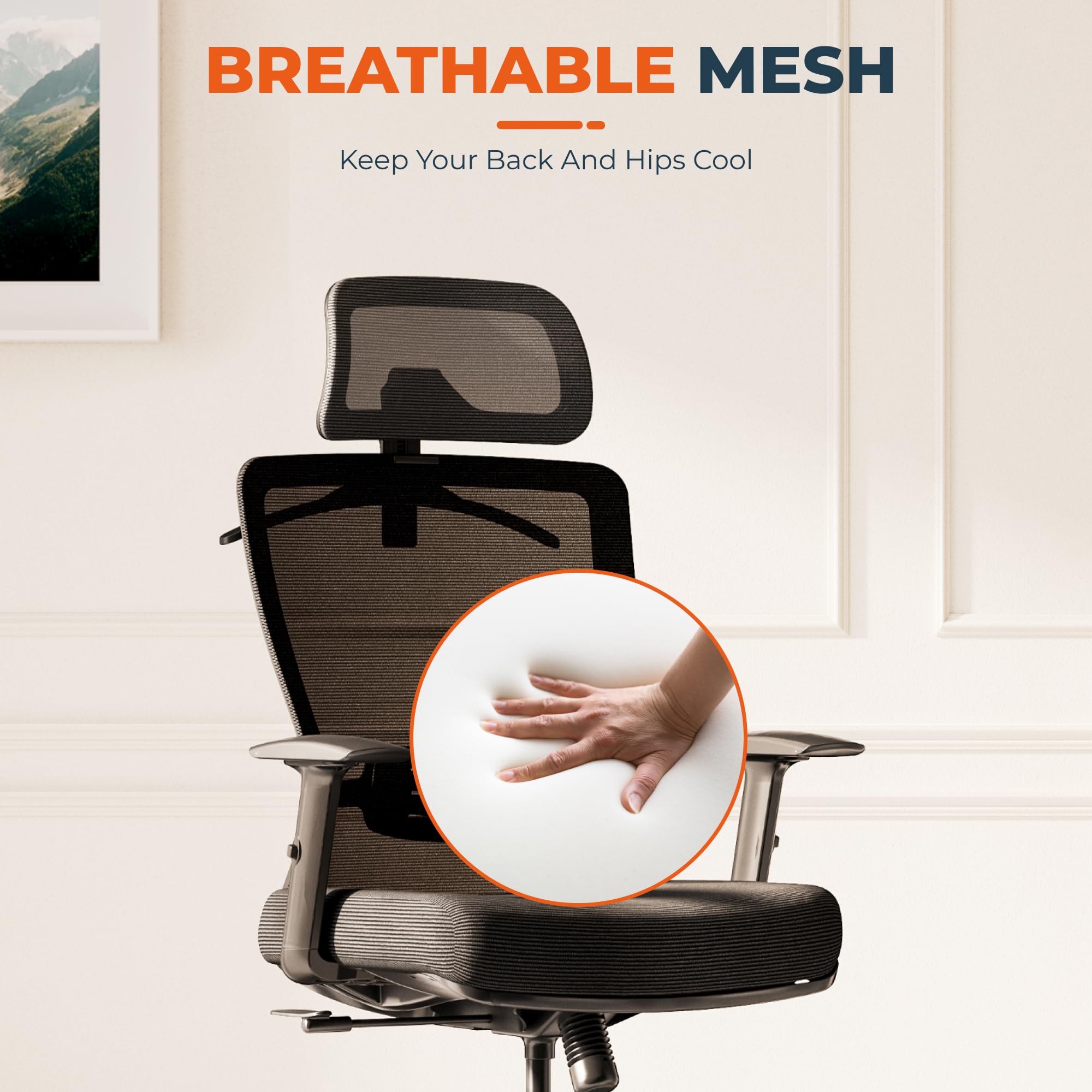 FitStand Ergonomic Office Chair High Back Computer Chair Home Office Desk Chairs with Lumbar Support/Heavy Duty Base/Headrest/Lockable Back, Comfortable Foam Seat Cushion, ErgoChair Pro, Black