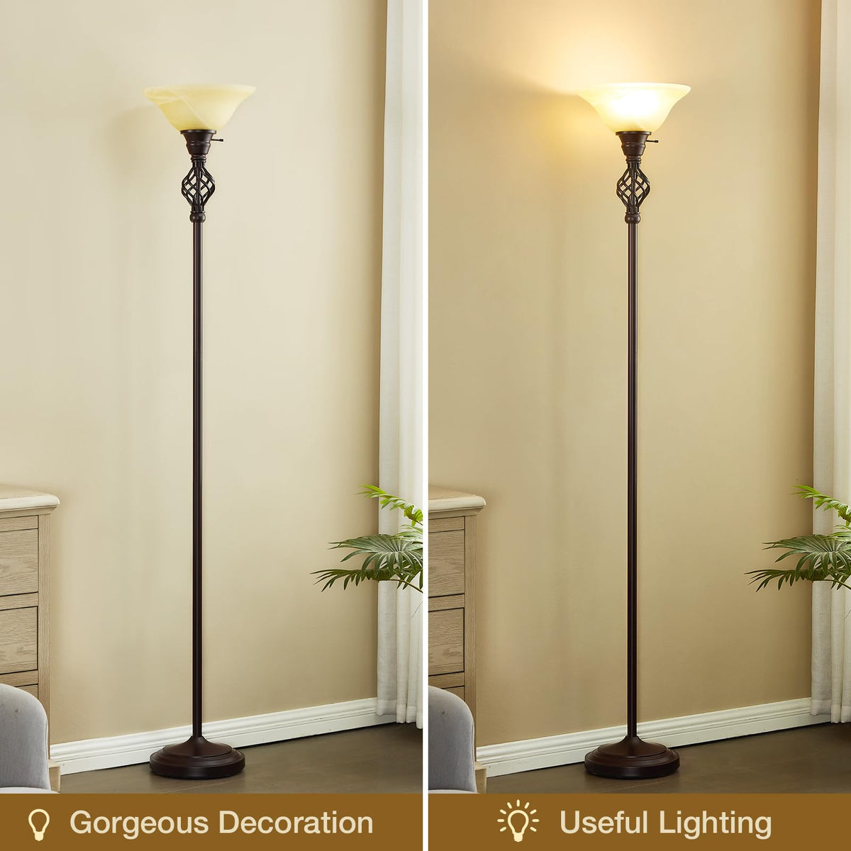 Torchiere Floor Lamp for Living Room, LED Standing Reading Light