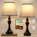 Touch Lamps for Nightstand, 3 Way Dimmable Bedside Lamps with USB C+A Ports