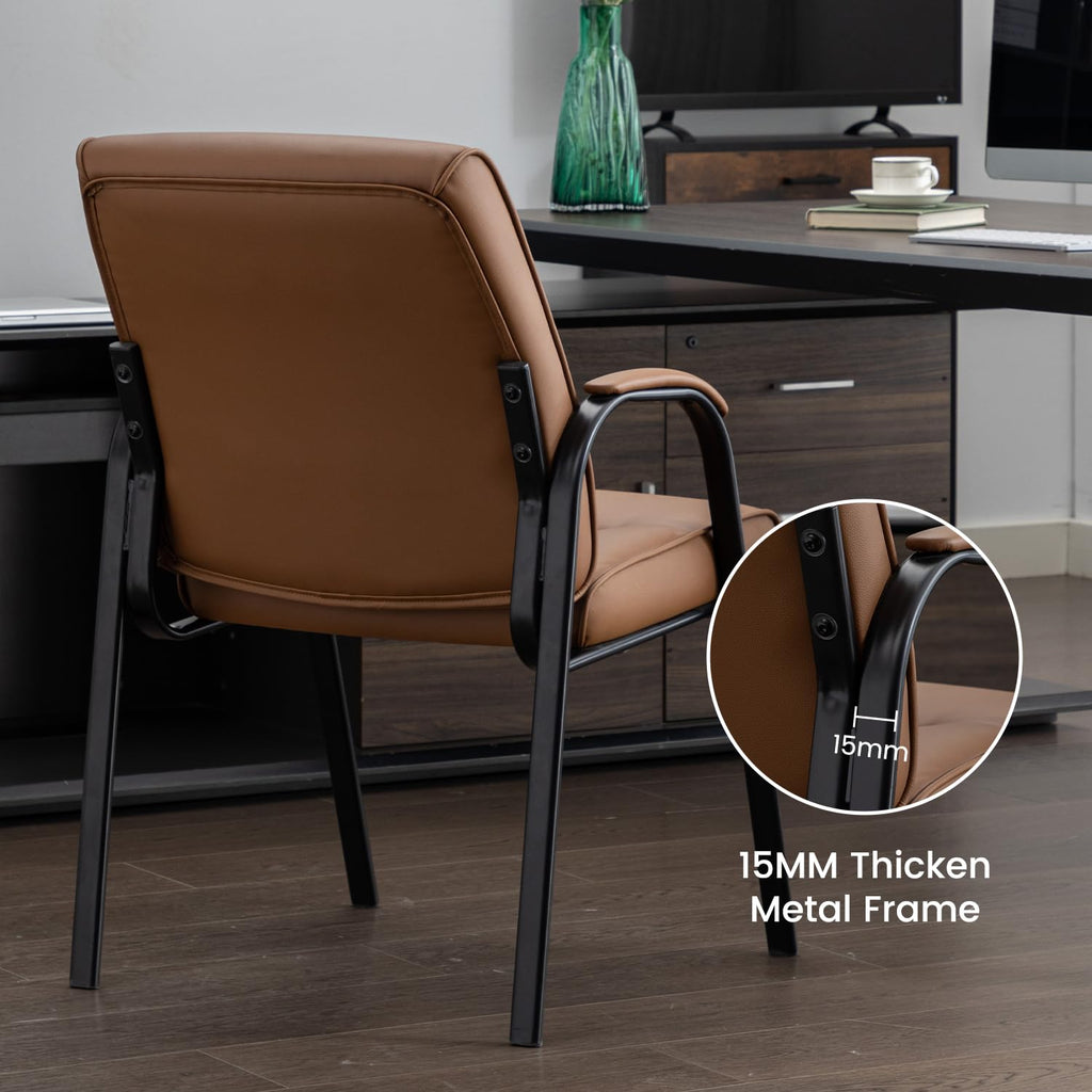 Office Guest Reception Chair Set of 4, Conference Room Chairs Waiting Room Chairs 4 Pack, Modern Leather Office Desk Chair No Wheels.