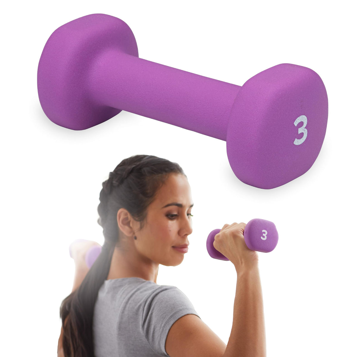 Neoprene Dumbbell Hand Weight, Non-Slip, Sold Singly (3LB Single)
