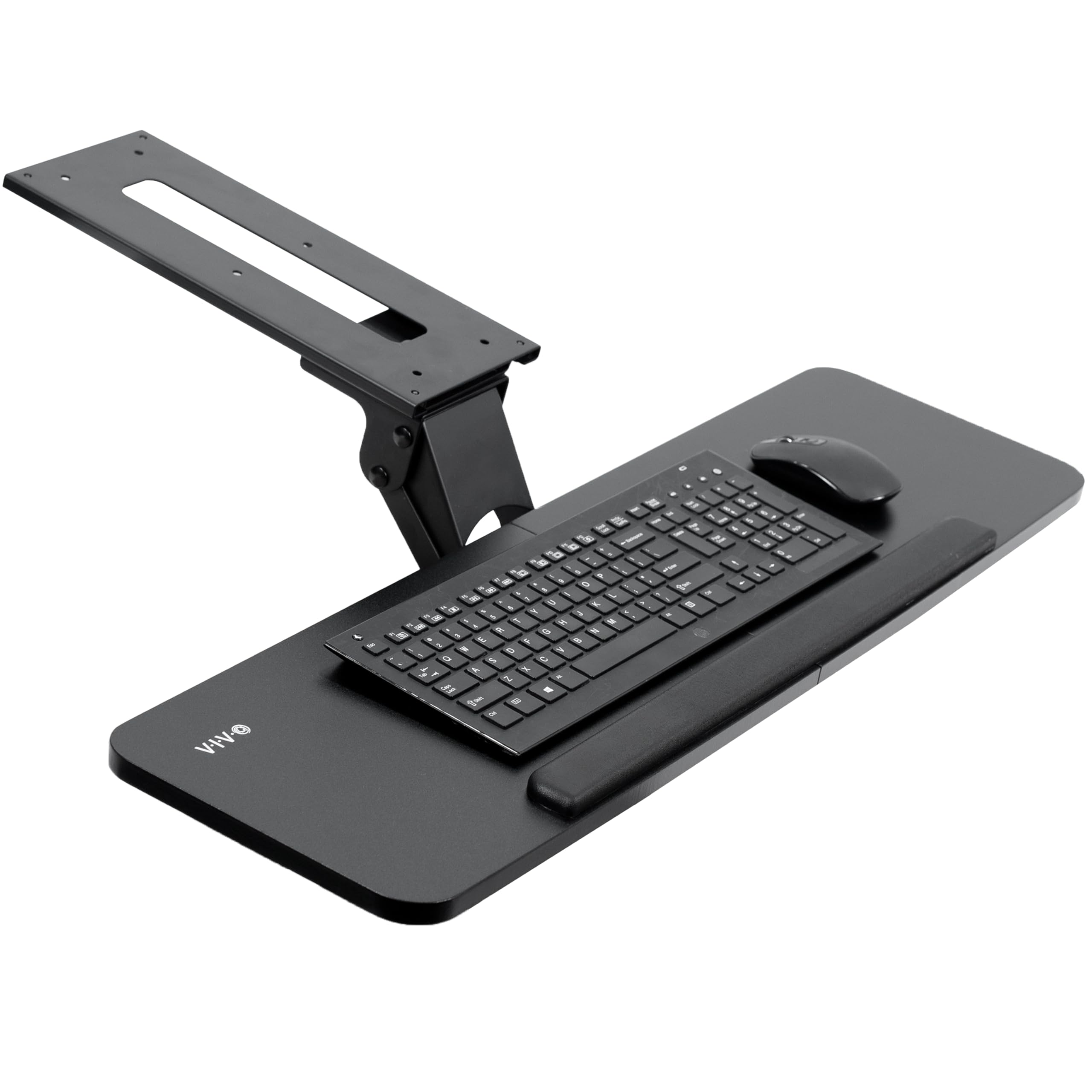 Adjustable Computer Keyboard and Mouse Platform Tray, 34 x 10 inch Ergonomic Under Table Desk Mount Drawer Underdesk Shelf, Black,