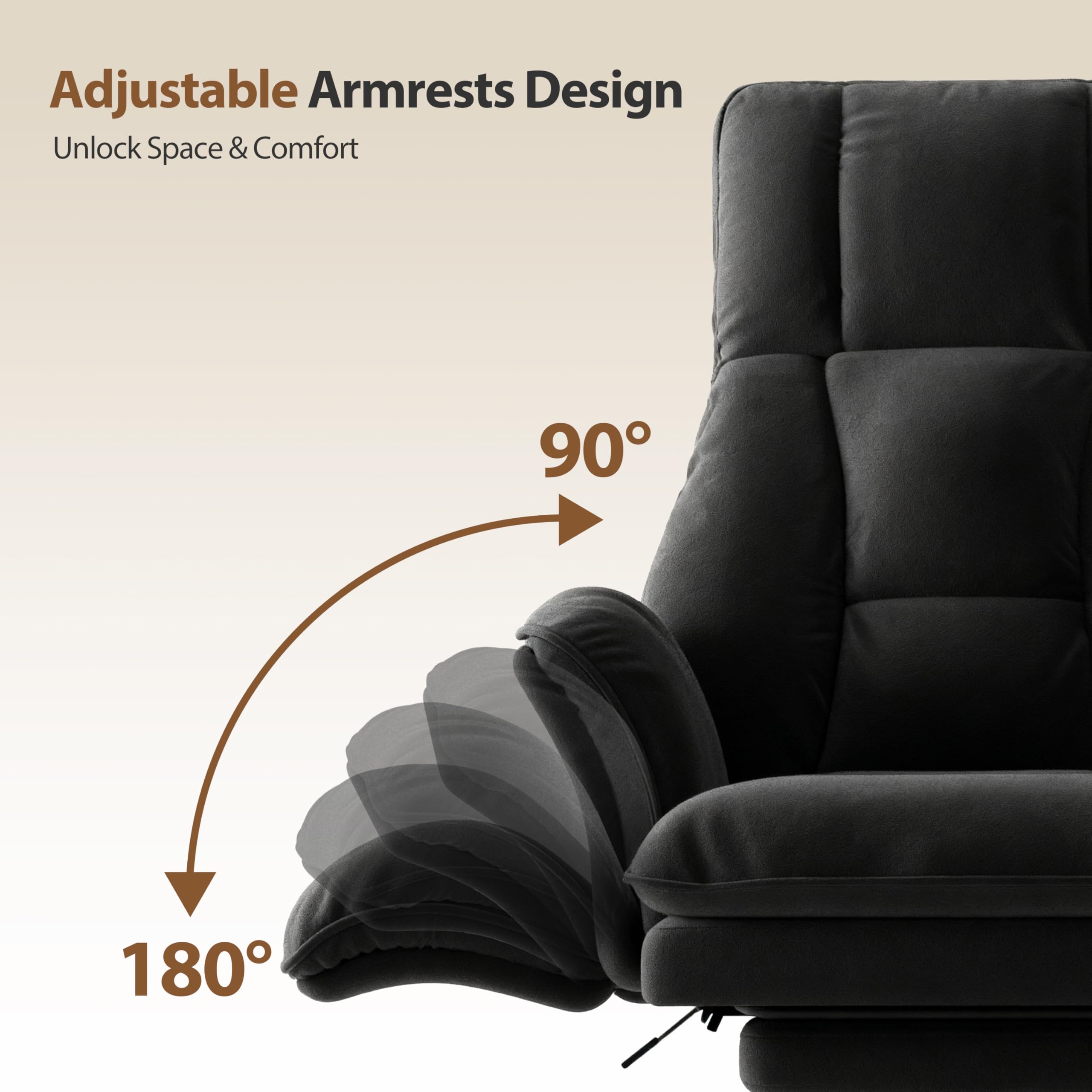 Big and Tall Office Chair, Flip Armrests for Pets & Cross Legged Sitting, Executive Ergonomic Computer Gaming Chair with Foot Rest, Crystal Velvet Wide Seat Reclining Desk Chair