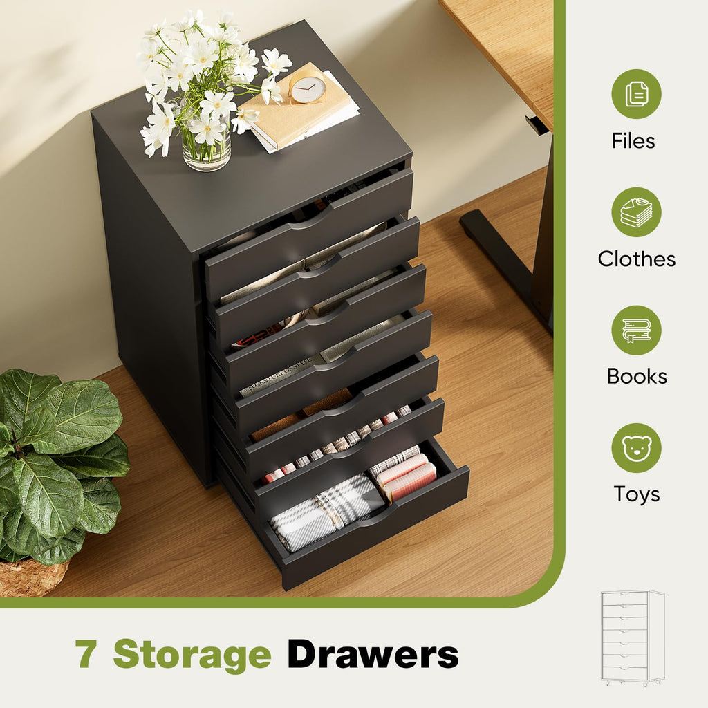 7 Drawer Wooden Dresser, Storage Cabinets, Room Organization