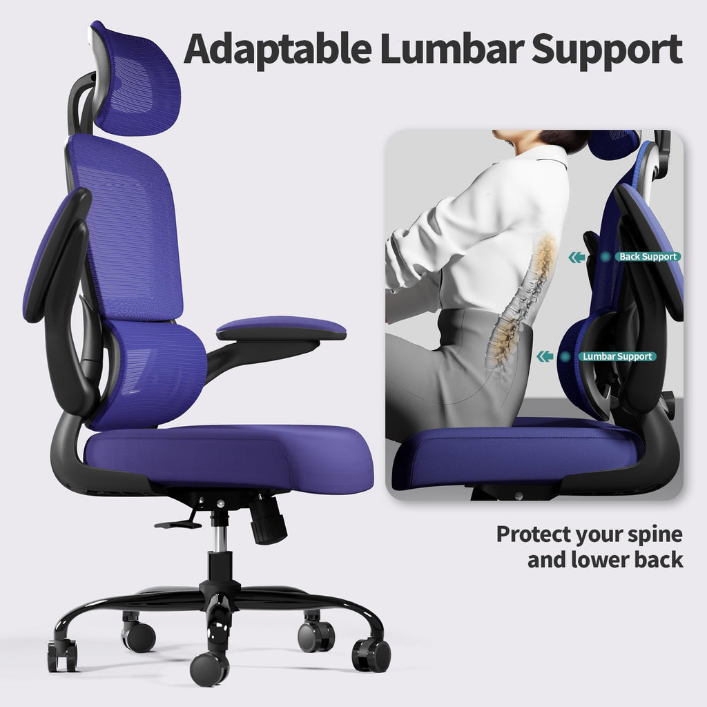 Office Chair Ergonomic Desk Chair, 330 LBS Home Mesh Office Desk Chairs with Wheels, Comfortable Gaming Chairs (Violet)