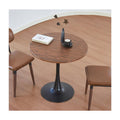 Hansweld Round Dining Table, 24" Circle Tulip Table with Thickened Tabletop & Metal Pedestal, Mid Century Modern Bistro Table for Kitchen, Small Places, Living Room, Cafe (Brown)