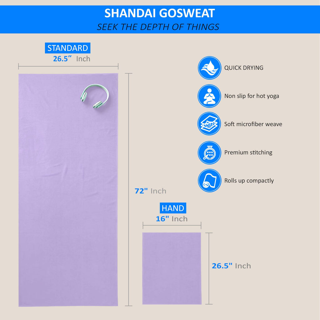 Gosweat Hot Yoga Towel, Color Violet, Size 26.5 x 72