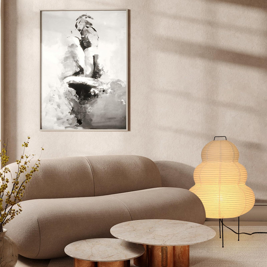 Paper Lamp Floor Lamp, White Paper Lantern Lights with 3CCT Bulb