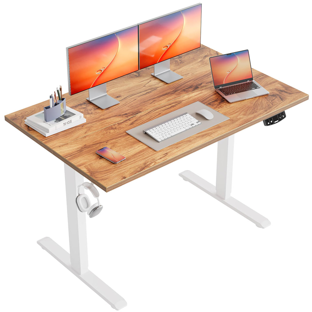 55*24 Inch Height Adjustable Electric Standing Desk, Light Brown