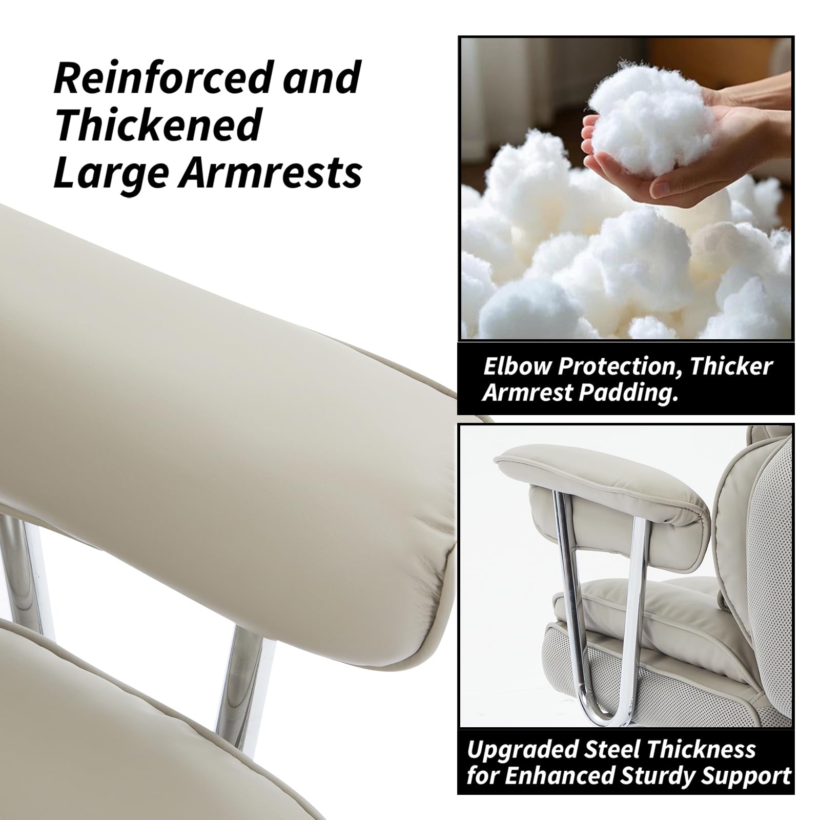 Big and Tall Office Chair 400lbs – High Back Executive Chair with Swivel Base, PU Leather Upholstery, Lumbar Pillow, Padded Armrests, and Rolling Wheels，Grey Computer Chair