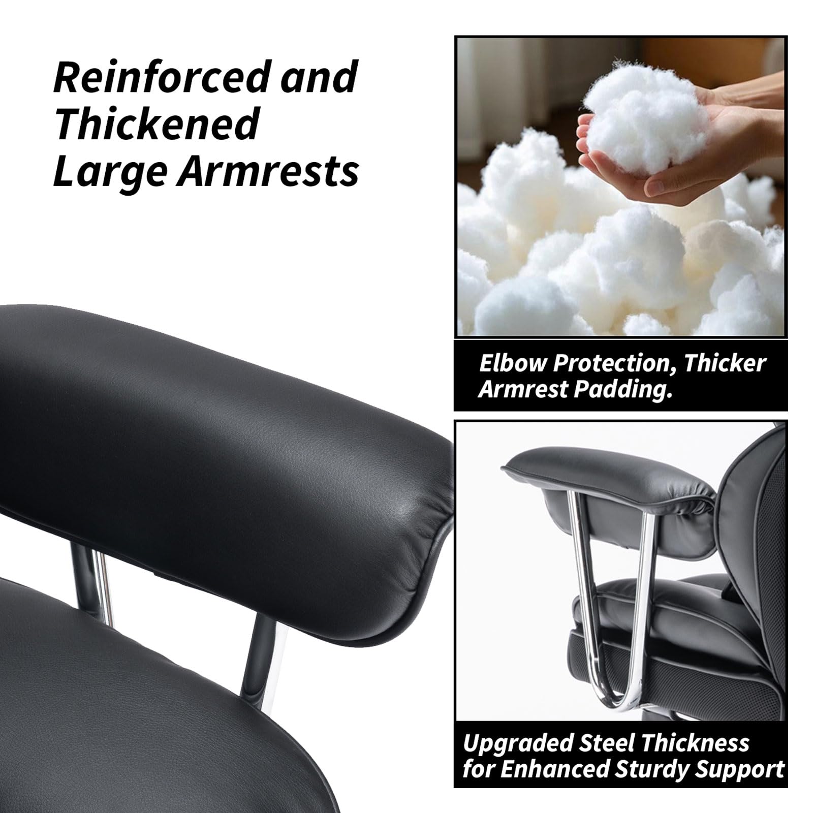 Big and Tall Office Chair 400lbs – High Back Executive Chair with Swivel Base, PU Leather Upholstery, Lumbar Pillow, Padded Armrests, and Rolling Wheels，Black Computer Chair