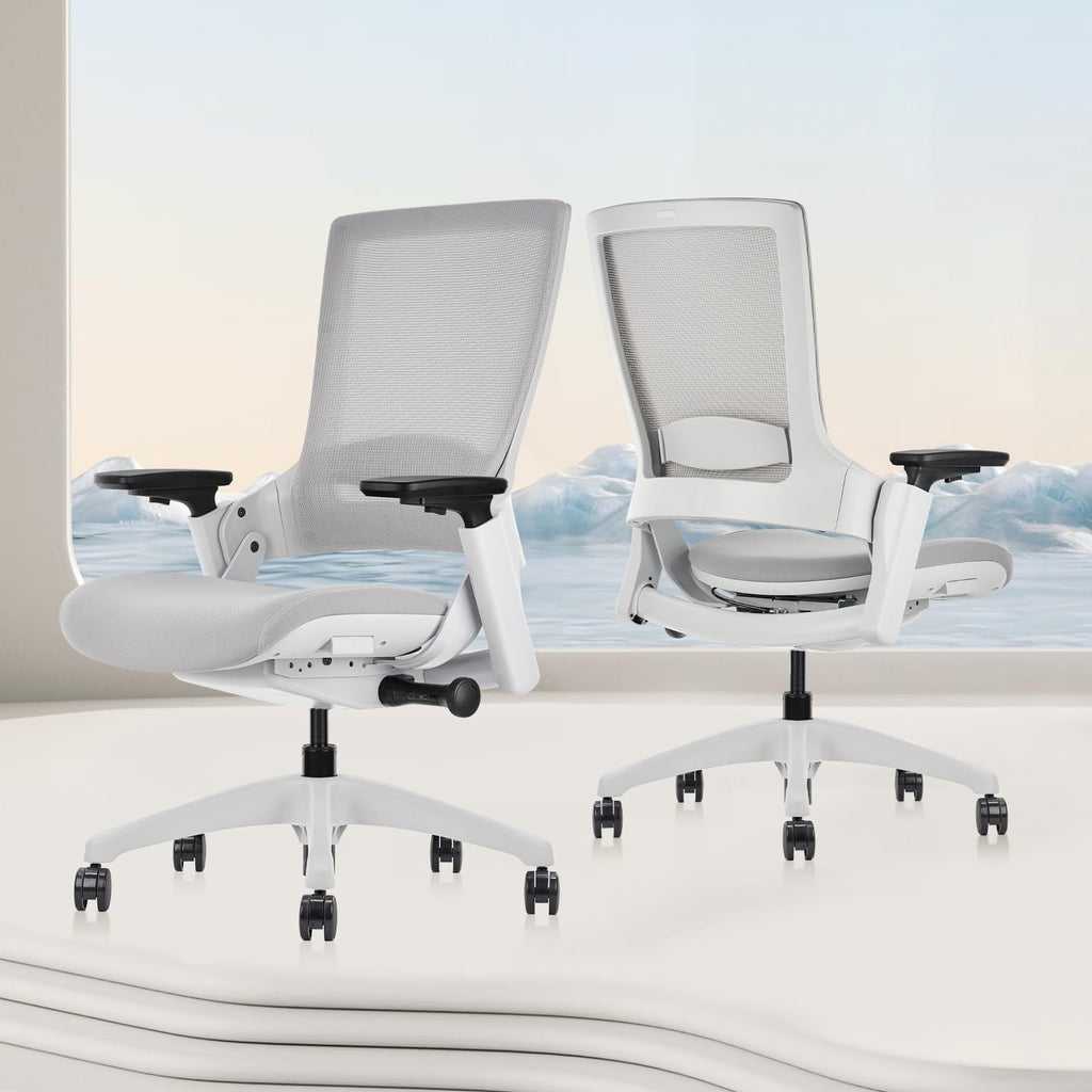 Office Chair Swivel Executive Chair, Adjustable Ergonomic Computer Chair with 3D Armrest and Lumbar Support, Mesh Backrest Task Chair for Home Office Conference Room Grey