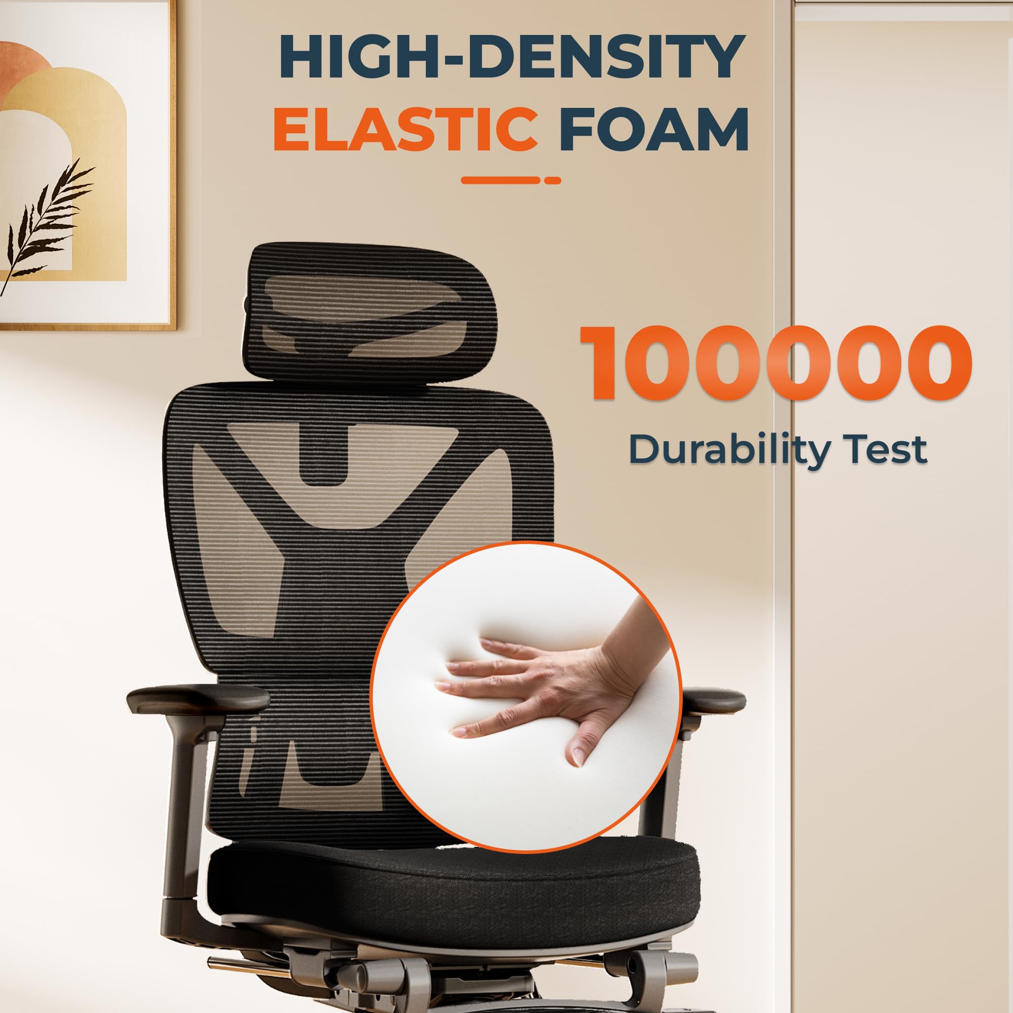 FitStand Ergonomic Office Chair High Back Computer Chairs Desk Chair with 2D Lumbar Support/Footrest/3D Headrest/Heavy Duty Metal Base, Comfortable Foam Seat Cushion, ErgoChair Ultra, Black