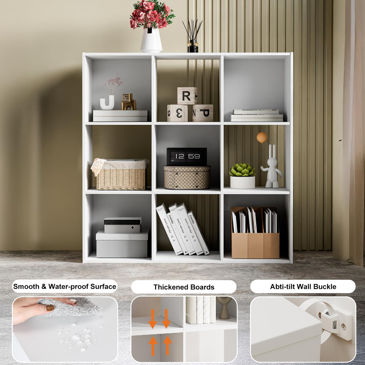 9 Cube Storage Organizer, Stackable Modular Bookcase Shelf
