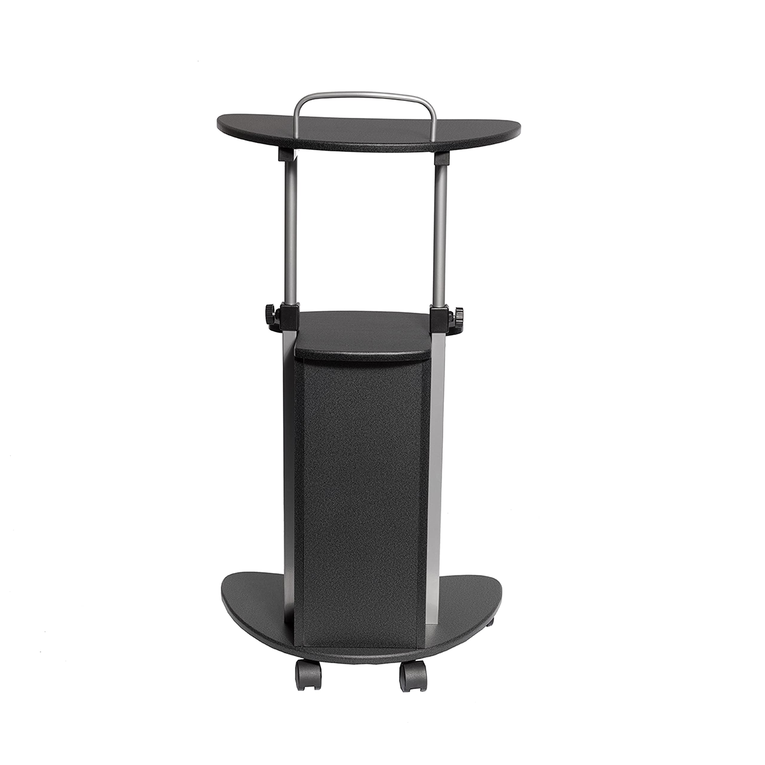Sit-to-Stand Rolling Adjustable Height Laptop Cart with Storage, Graphite, 22 x 16 x 46