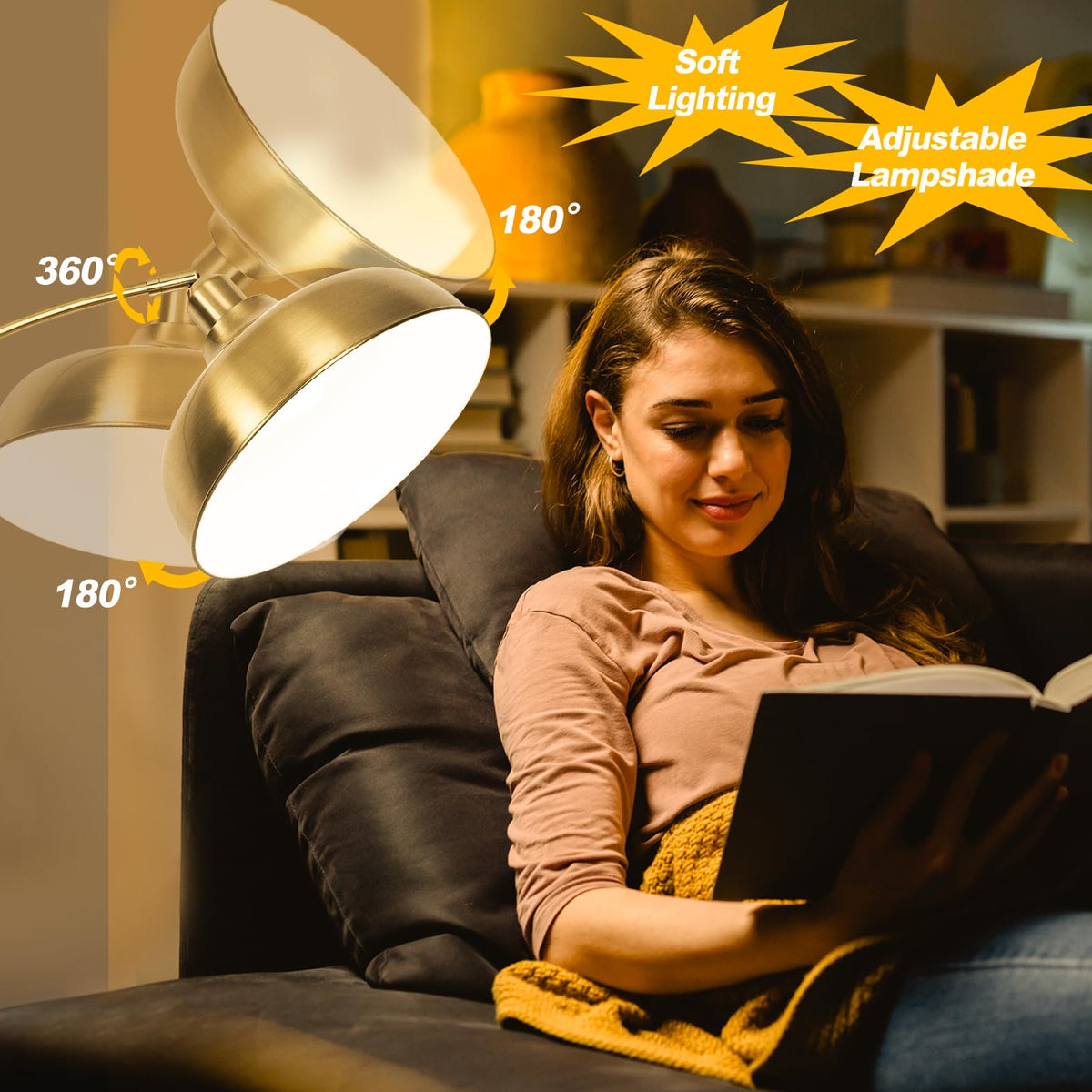 Gold Floor Lamps for Living Room- Arc Floor Lamps over Coach Lamp 70”