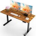 55 Inch Large Electric Standing Desk, Heights Adjustable, Sit to Stand Up, Work Home Office Computer Table for Study, Walking Pad, Writing, and Games, Wooden Desktop Desks, Brown