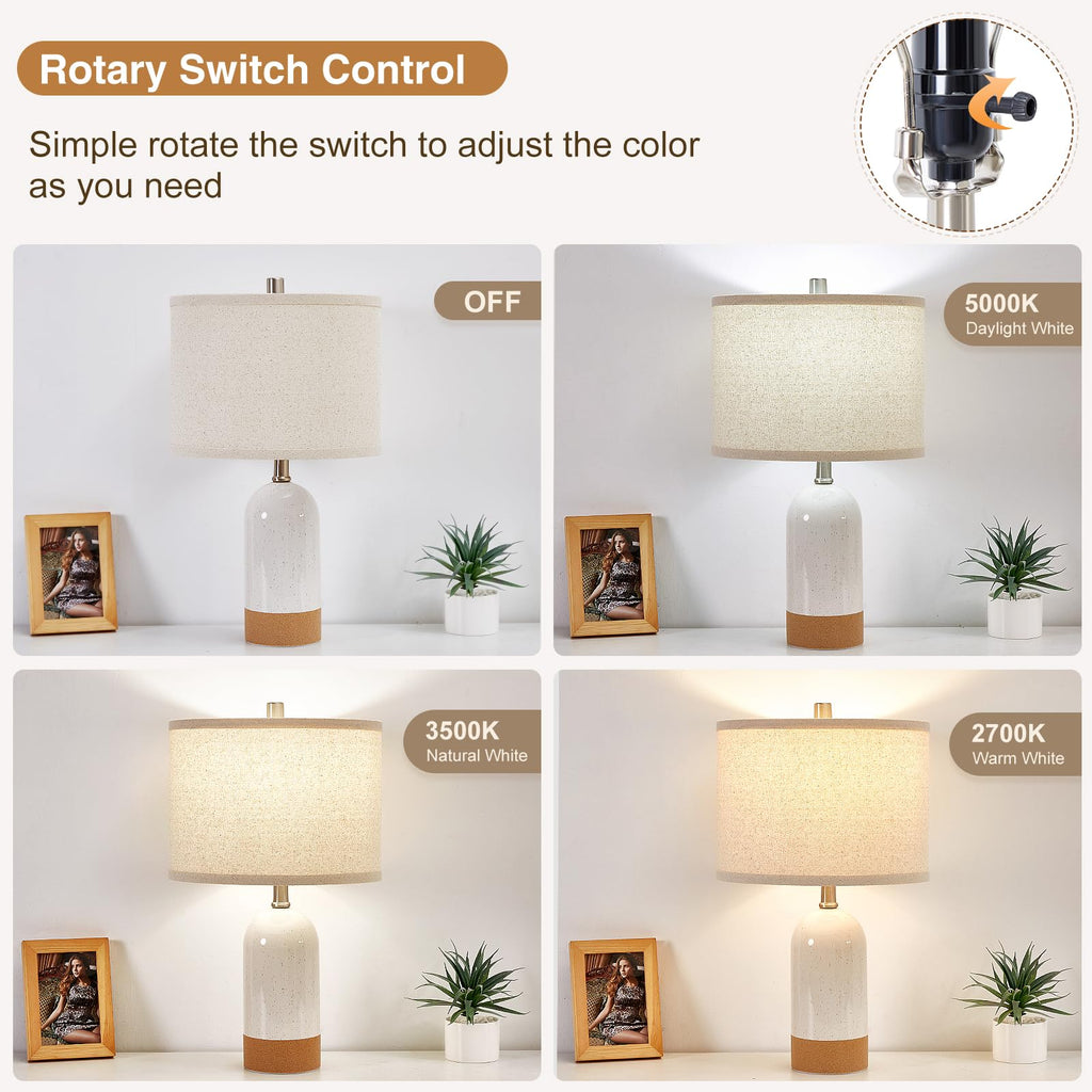 Table Lamps Set of 2, Bedside Table Lamp for Bedroom Living Room