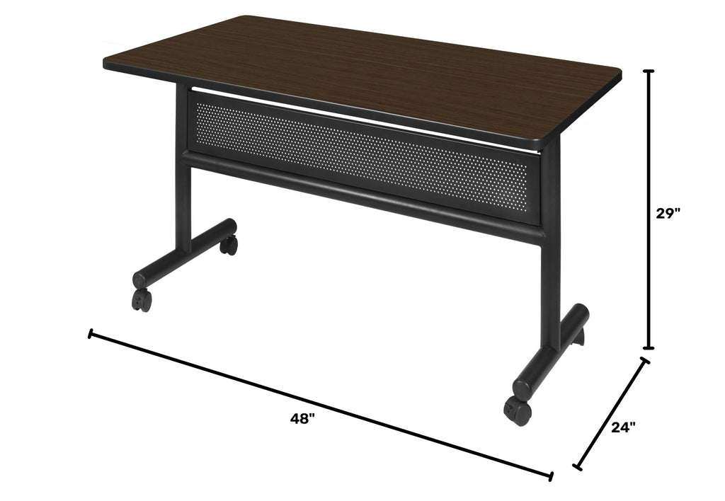 Kobe 48 x 24 in. Flip-Top Training Nesting Table with Modesty Panel- Neo Walnut