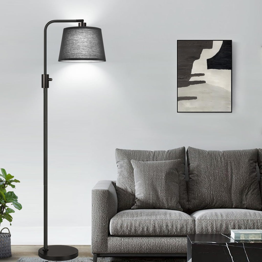 Floor Lamp, 1000 Lumens LED Edison Bulb Included, Black Shade, Modern Arc Standing Tall Floor Lamp for Living Room Bedroom Office Dining Room