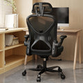 Ergonomic Office Chair, Mesh Fabric Home Office Chairswith Adjustable Lumbar Support, Headrest, 360° Swivel, and Flip-UpArmrests, Black