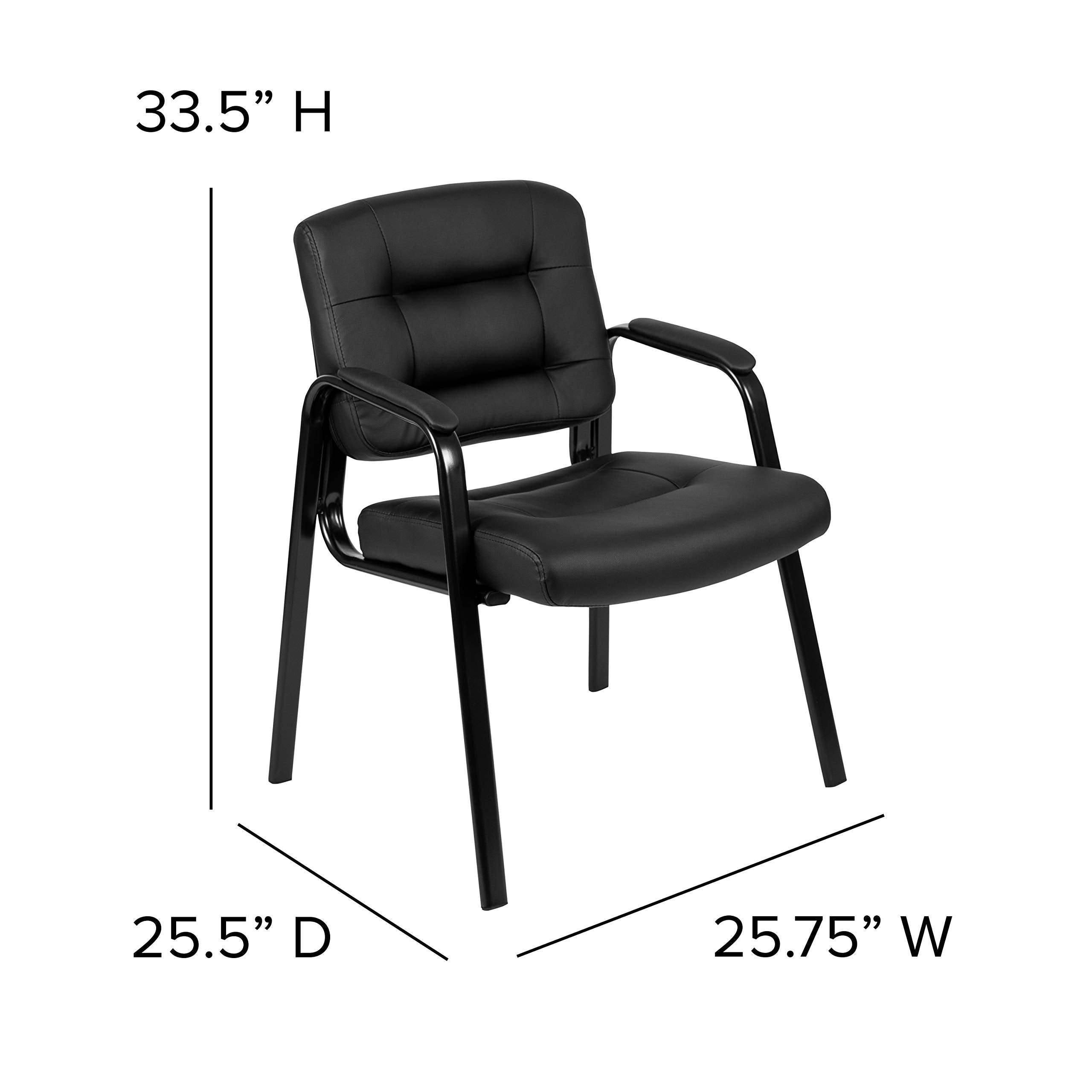 LeatherSoft Executive Reception Chair, Modern Tufted Lounge Chair for Living Room or Office, Black