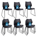 Set of 12, Stackable Waiting Room Chair, Stacking Office Chair with Ergonomic Lumbar Support and Metal Legs, Plastic Desk Chairs for Conference School Church Guest Reception , Black