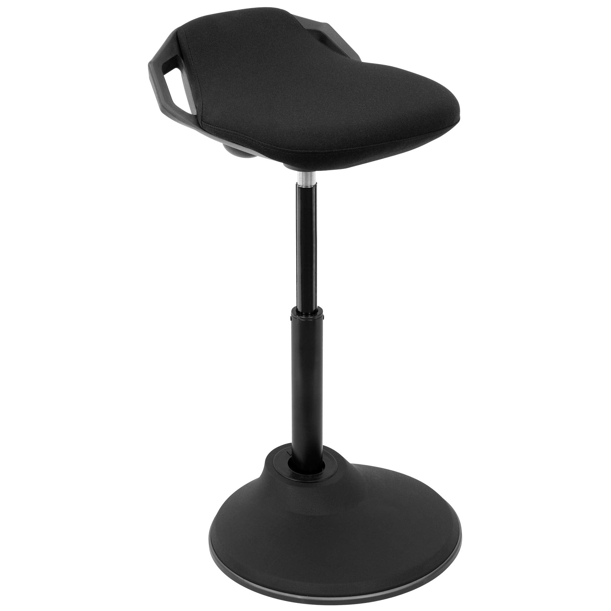Ergonomic Sit Stand Stool, Height Adjustable Leaning Chair for Standing Desk, 360° Tilting Active Sitting Seat, High-Density Foam Cushion, Non-Slip Weighted Base, Easy Assembly (Black)