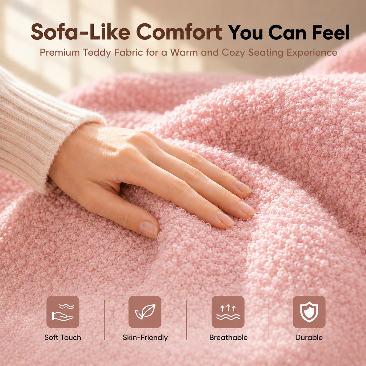 Big and Tall Office Chair, Flip Armrests for Pets & Cross Legged Sitting, Executive Ergonomic Computer Gaming Chair with Foot Rest, Teddy Fleece Wide Seat Reclining Desk Chair, Pink