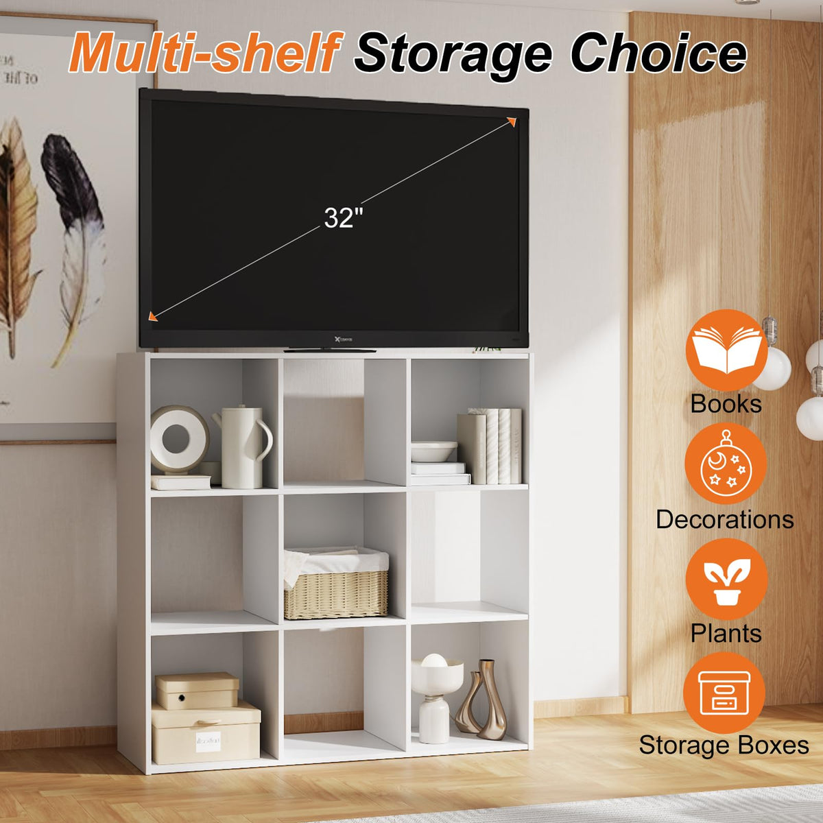 9 Cube Storage Organizer, Stackable Modular Bookcase Shelf