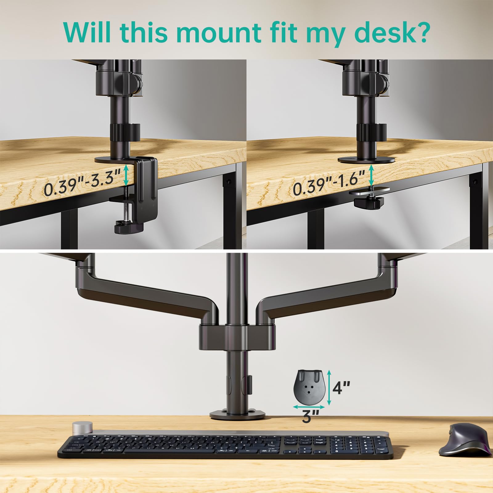 Triple Monitor Mount for 13-32 inch Screens, Adjustable 3 Monitors Desk Mount with Swivel, Tilt, Clamp & Grommet Kit, Triple Monitor Stand for Desk, VESA 75x75/100x100mm (GSDM003), Black