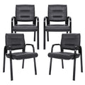 Set of 4, Office Guest Chair Bonded Leather Executive Side Chair Reception Chair with Solid Metal Frame Home Office Furniture,Black