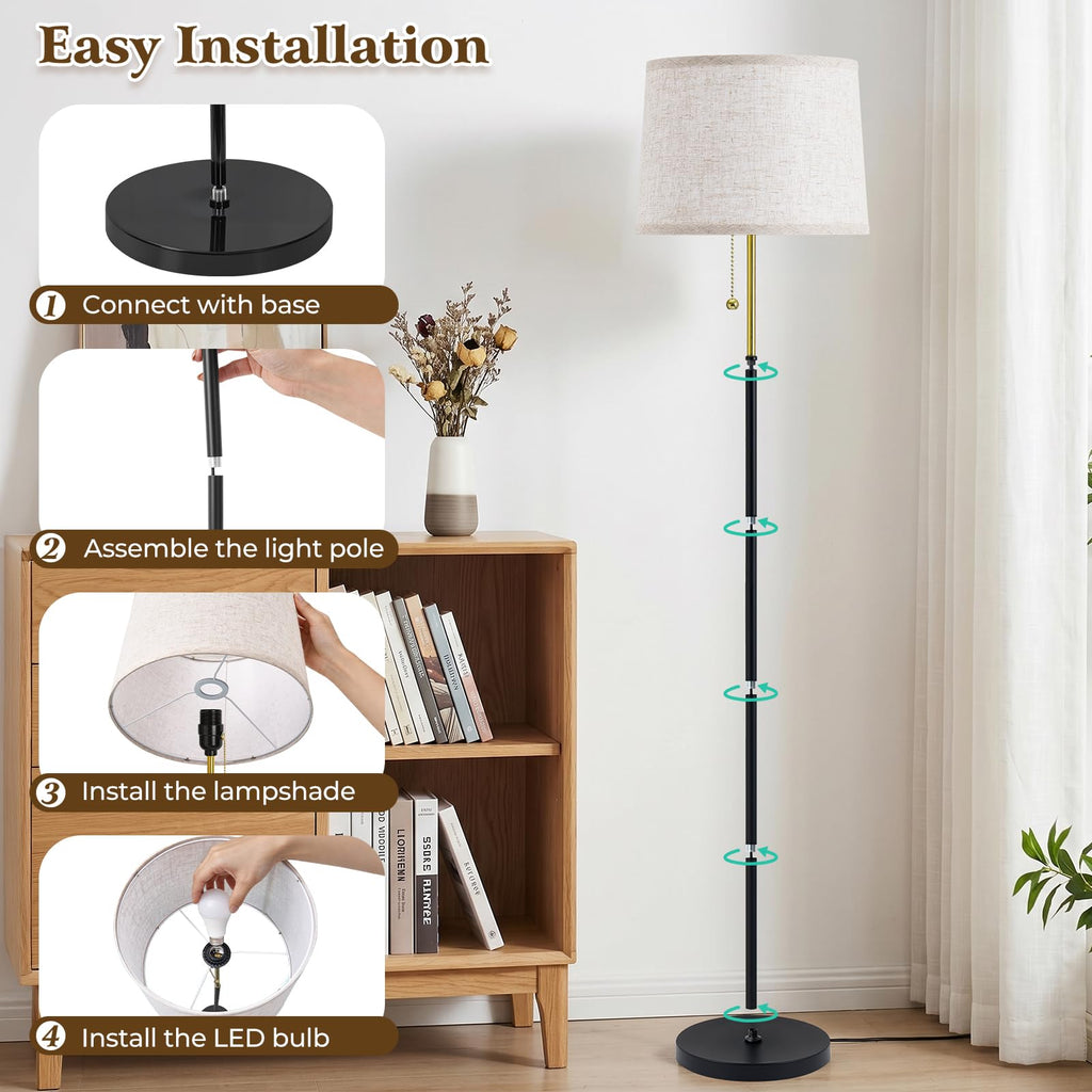 Floor Lamps for Living Room & Bedroom, 60" Modern Tall Standing Lamp, 3CCT